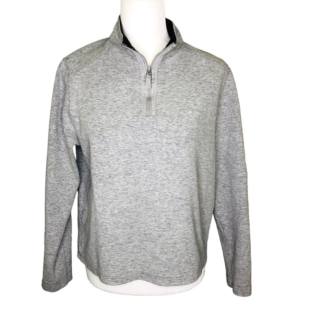 Liz Claiborne Gray Stretch Knit Midweight 1/4 Zip Pullover SweatshirtTop